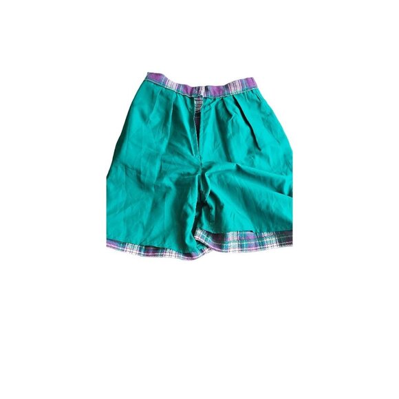 Vintage That's Me Wool Blend Purple & Green Tartan  Plaid Casual Shorts - Picture 4 of 10